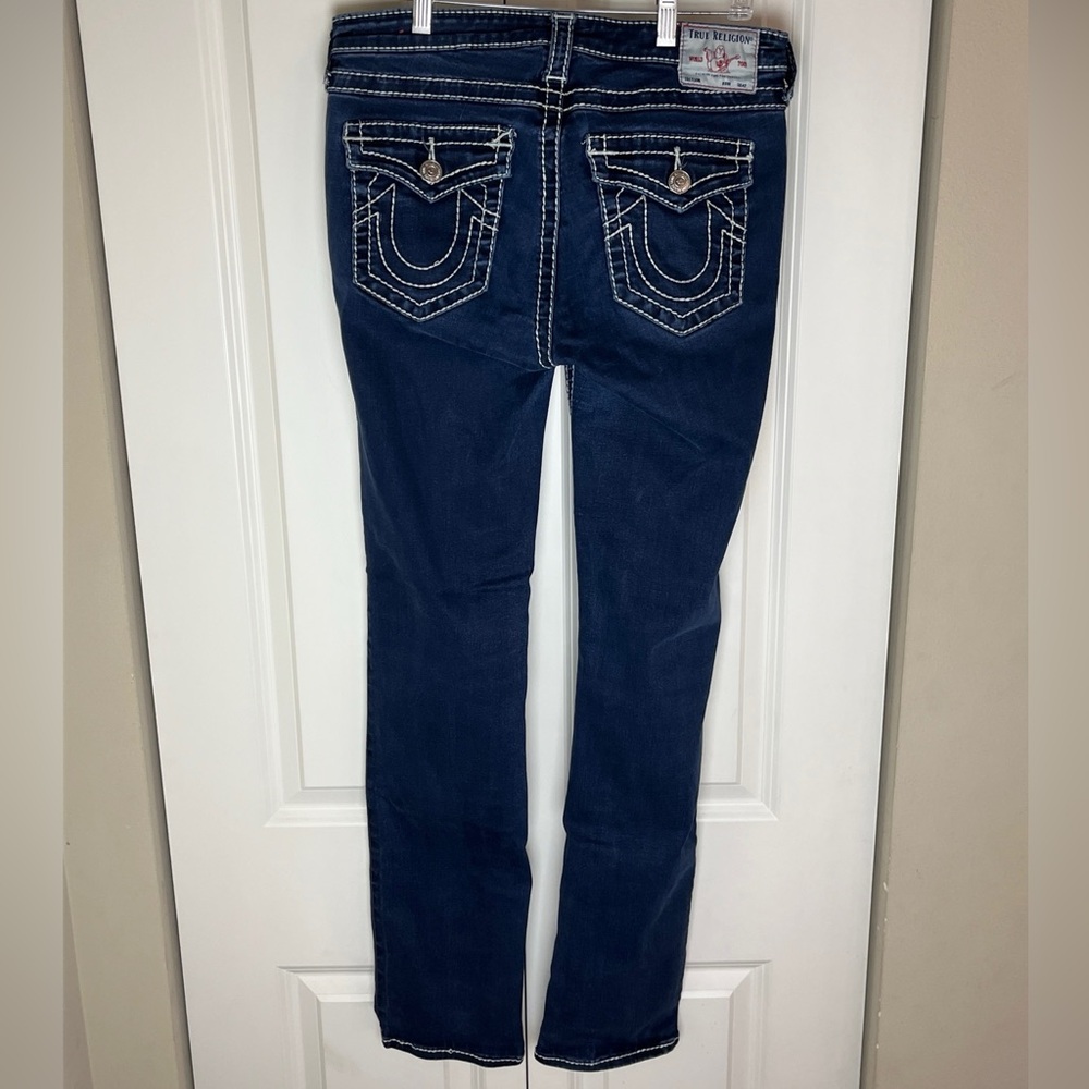True Religion Women's Size 31x32 Billie Mid Rise Straight Jeans With FLP BIG T